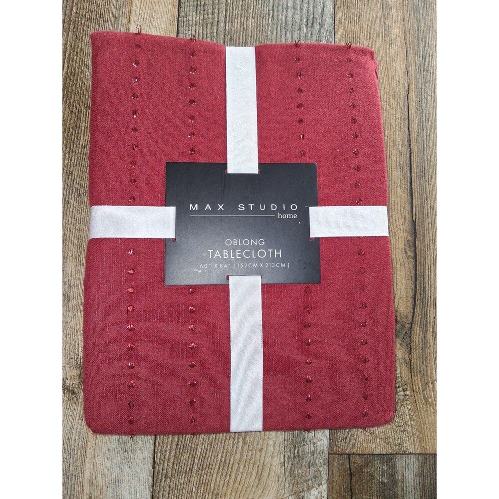 NEW! Max Studio Red Oblong Tablecloth, 60" x 84"